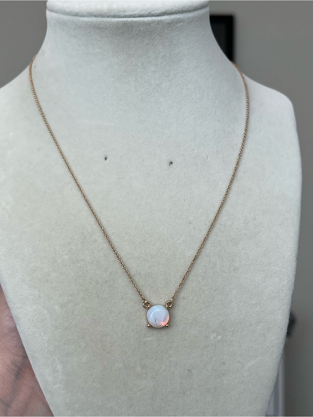 Dainty gold tone Opalite chain 18โ